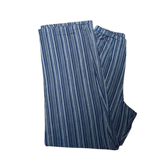 Chicos Travelers Striped Wide-Leg Palazzo Pants Size 3 Medium Blue/Brown Stretch - Picture 4 of 8